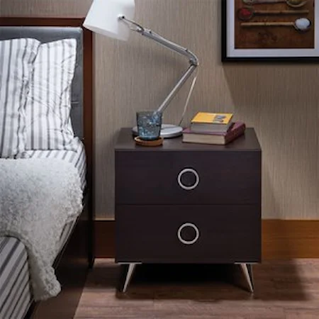 Contemporary Nightstand with Angled Metal Legs