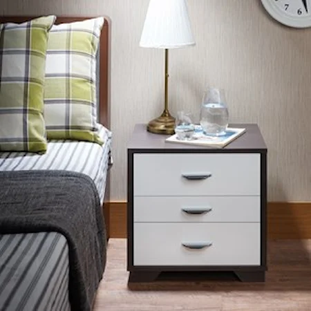 Contemporary Two-Toned Nightstand with Metal Drawer Handles