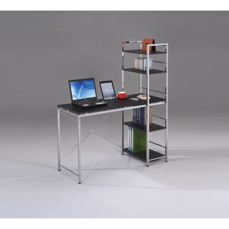 Contemporary Computer Desk with Built-In Shelving Unit