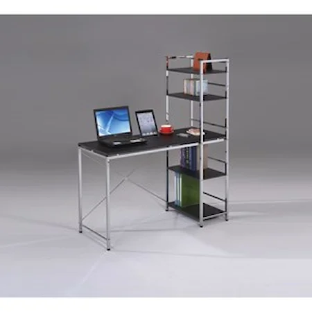 Contemporary Computer Desk with Built-In Shelving Unit