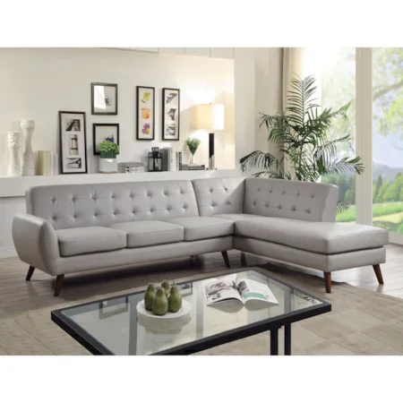 Mid Century Modern Tufted 2 Piece Sectional Sofa with Chaise