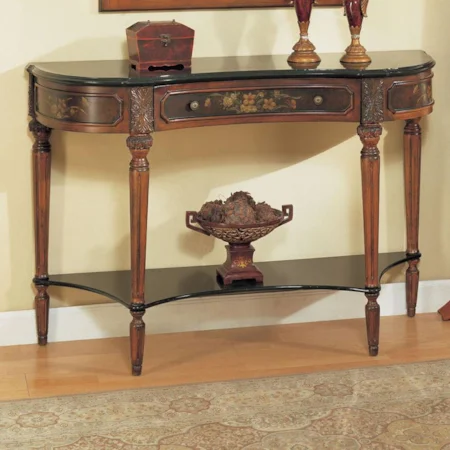 Console Table with 3 Painted Drawers and Turned Legs