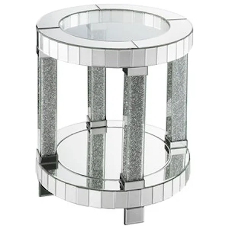 Glam End Table with Mirrored Lower Shelf