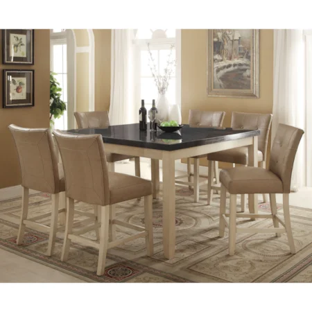 Transitional Counter Height Dining Table with Marble Top