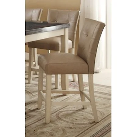Transitional Counter Height Chair with Upholstered Seat and Tufted Back 2-Pack