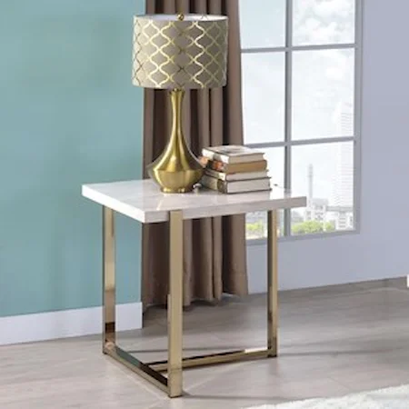 Contemporary End Table with Plated Metal Frame