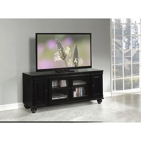 Transitional TV Stand with Glass Doors