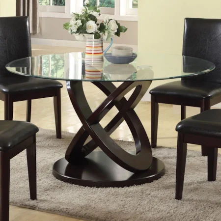 Contemporary Round Dining Table with Glass Top