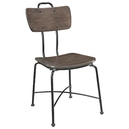 Industrial Metal Side Chair with Wood Seat (Set-2)