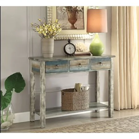Rustic Console Table with 3 Drawers