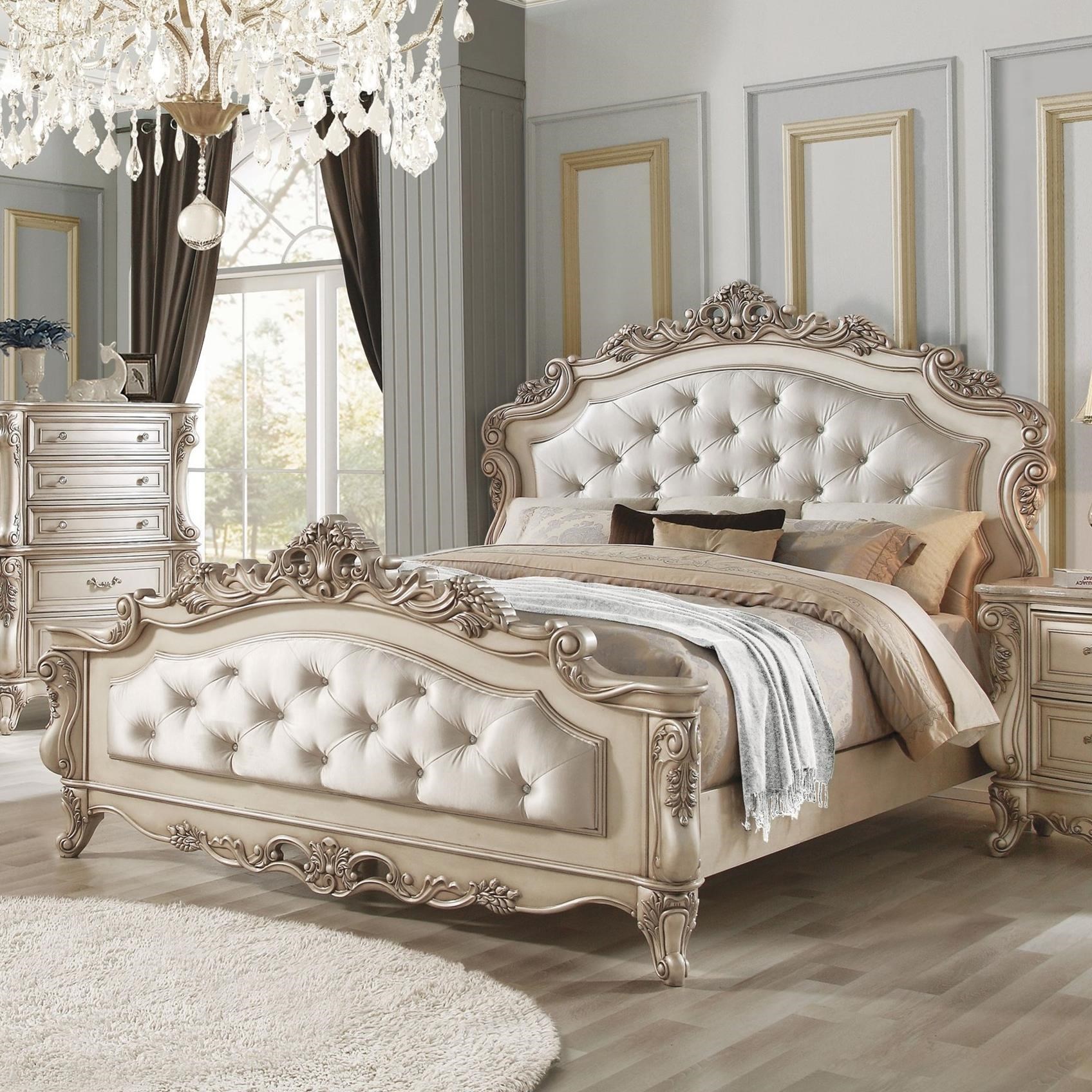 Acme Furniture Gorsedd 27440Q Traditional Tufted Queen Bed with