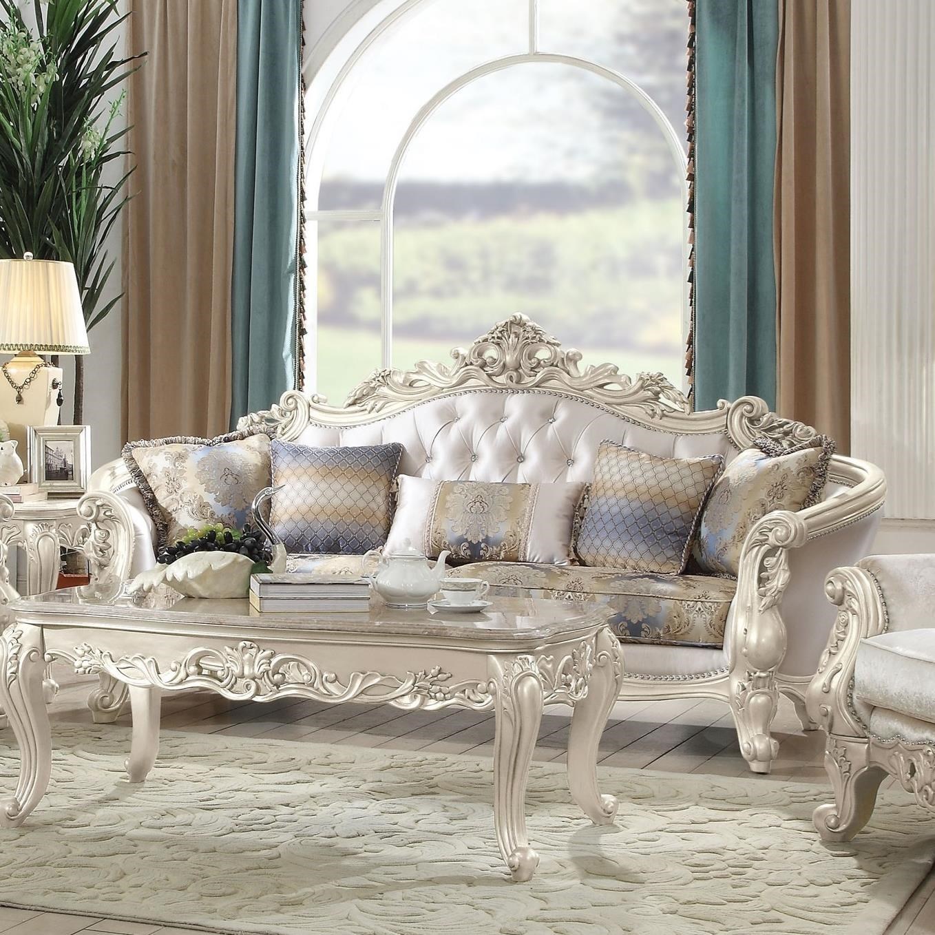 Acme Furniture Gorsedd Traditional Sofa with 5 Pillows and ...