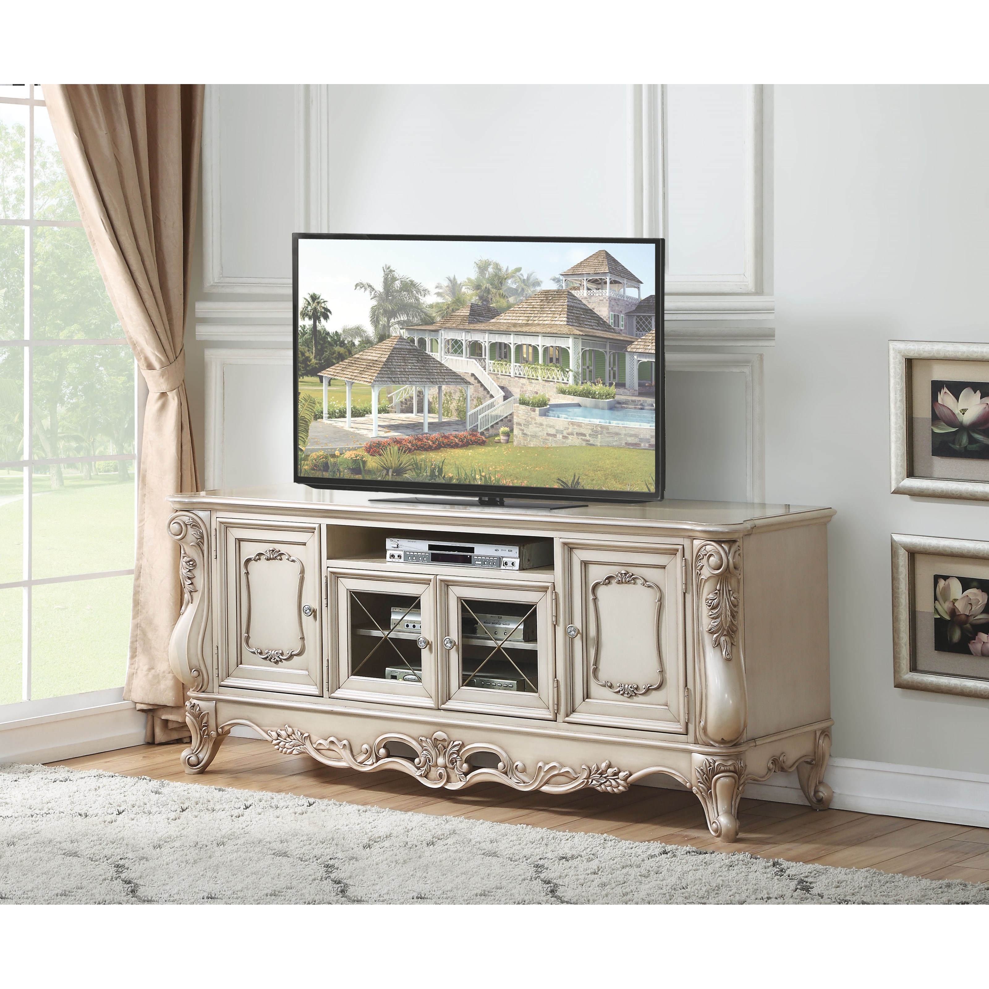 【ACME FUNITURE】GRANDVIEW TV BOARD Acme Furniture Gorsedd 91443 Traditional 4-Door Antique
