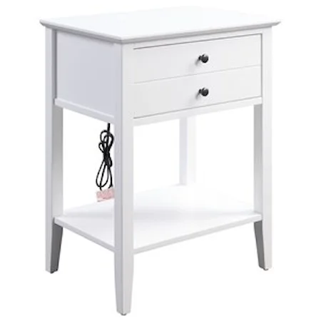Transitional End Table with USB Port