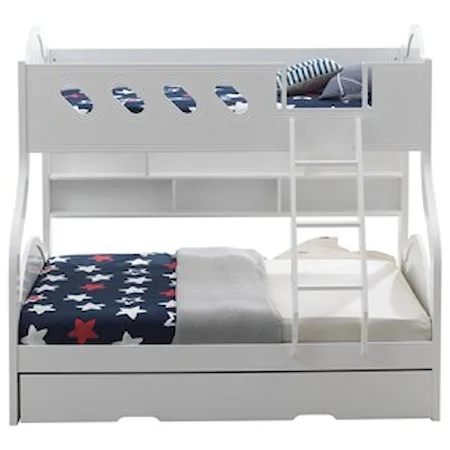 Casual Twin Over Full Bunk Bed with Shelves