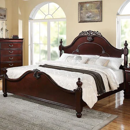 Queen Bed with Crown Carving