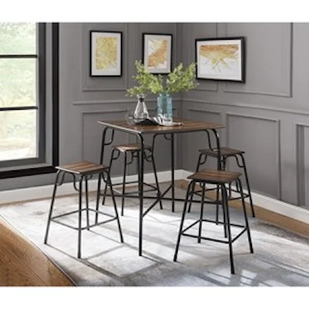 Industrial Counter Height Dining Set with 4 Chairs