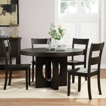 Transitional 5-Piece Round Table and Chair Set