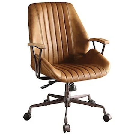 Industrial Leather Office Chair with Adjustable Height