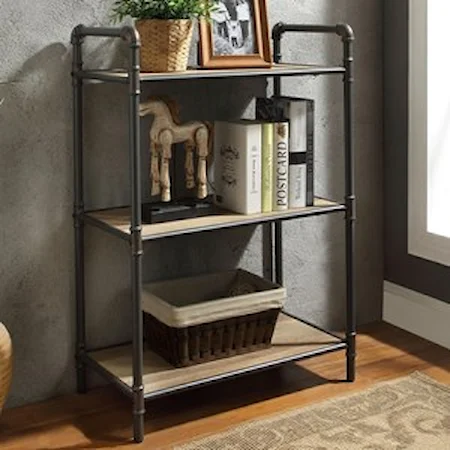 Industrial Metal 3-Shelf Bookshelf