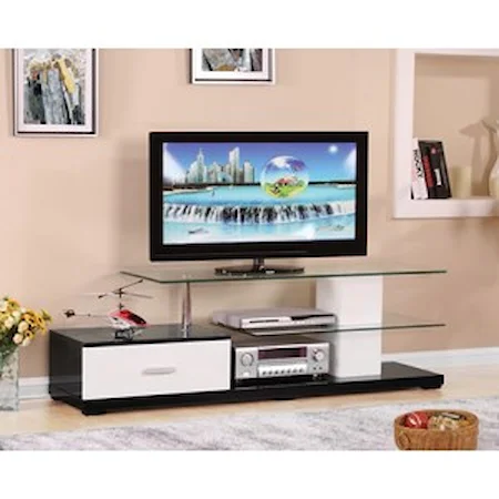 Contemporary TV Stand with Glass Table Top