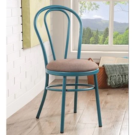Teal Balloon Back Metal Cafe Side Chair with Fabric Cushion