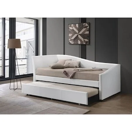 White Faux Leather Twin Daybed & Trundle