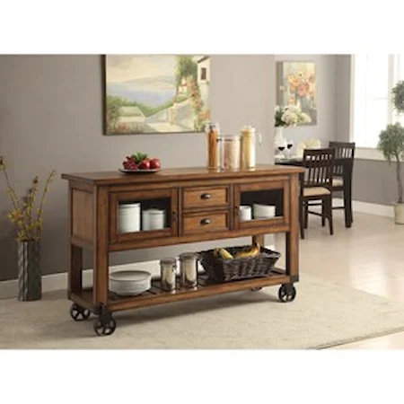 Transitional Kitchen Cart with Casters