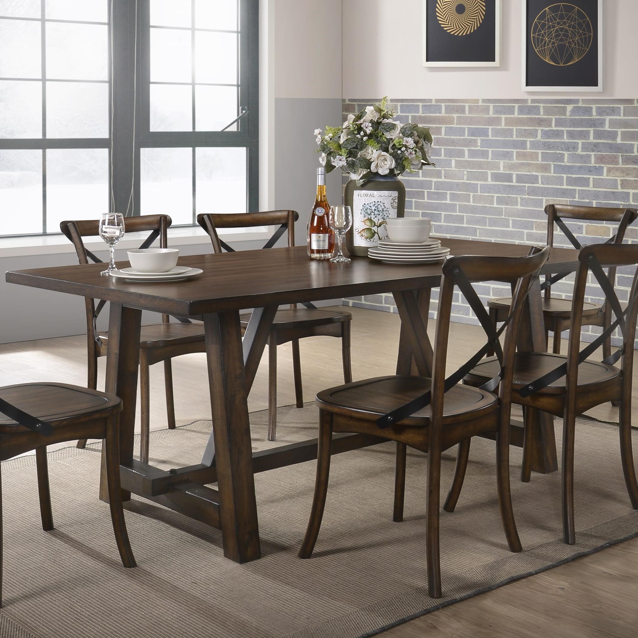 Acme Furniture Kaelyn Transitional Trestle Dining Table Dream Home