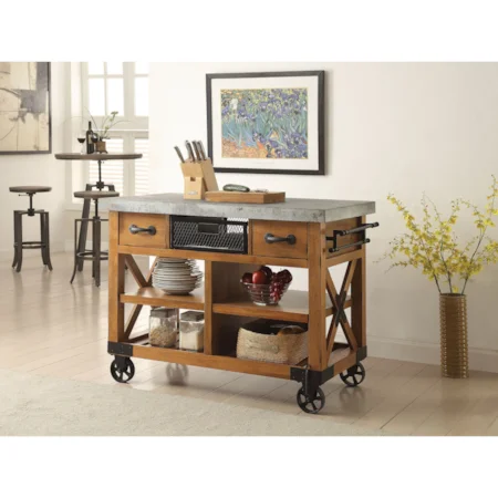 Industrial Kitchen Cart with Casters