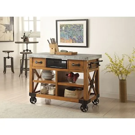 Industrial Kitchen Cart with Casters