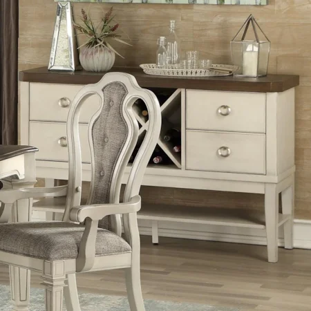 Traditional-Cottage Server with Wine Bottle Storage