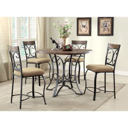 Transitional Counter Height Table with Metal Base