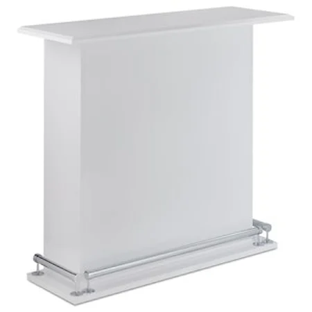 Contemporary White Bar Table with Metal Footrest