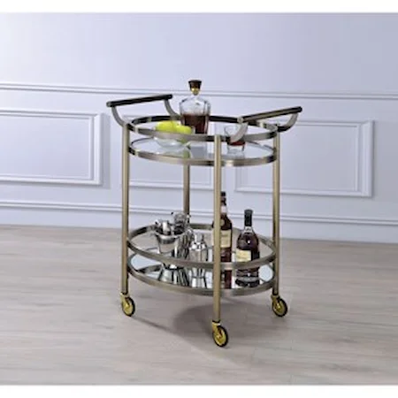 Contemporary Serving Cart with 2 Shelves