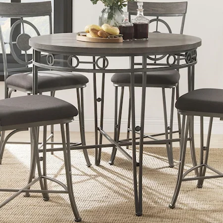 Round Counter Height Dining Table with Metal Legs