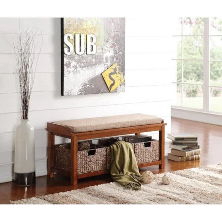 Bench with Storage Baskets