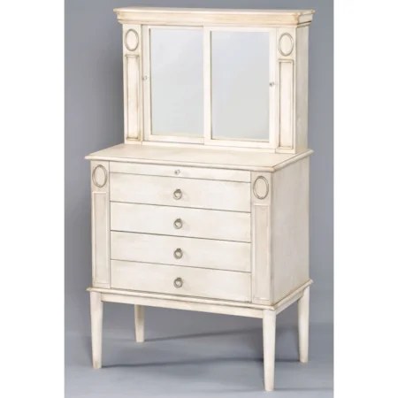 Traditional Jewelry Armoire with Sliding Mirror
