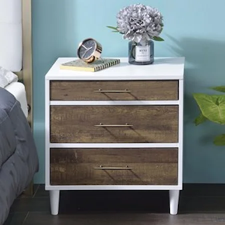 Contemporary Two Tone Nightstand with 3 Drawers