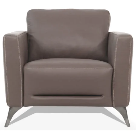 Contemporary Leather Chair with Chrome Metal Legs