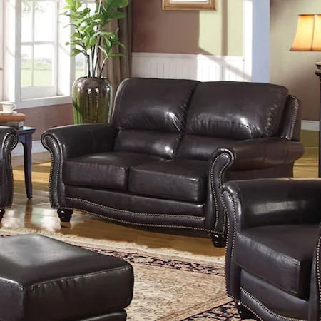 Traditional Bonded Leather Loveseat