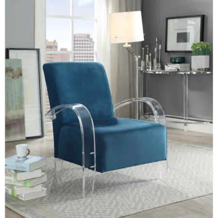 Glam Accent Chair with Clear Acrylic Arms and Legs