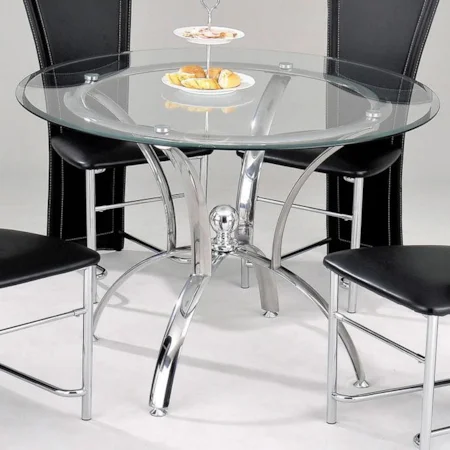 Contemporary Casual Dining Table W/ Glass Top
