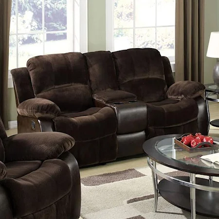 Reclining Loveseat W/ Console and Cupholders