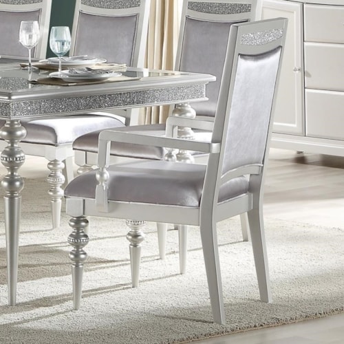 Set of 2 Glam Dining Arm Chairs