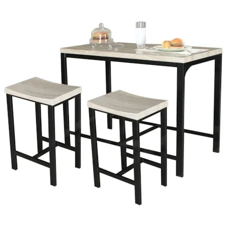 Casual Counter Height Dining Set with 2 Stools