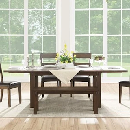 Transitional Dining Table with 12" Leaves