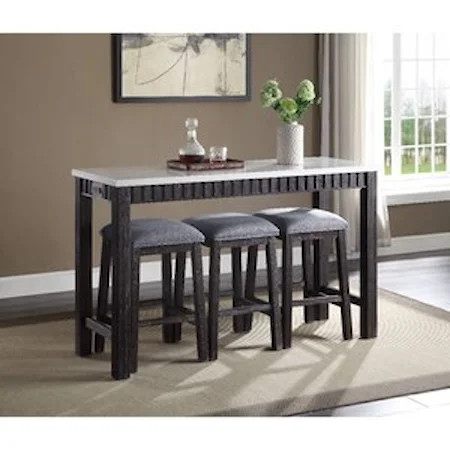 Transitional 4-Pack Counter Height Set with Marble Top