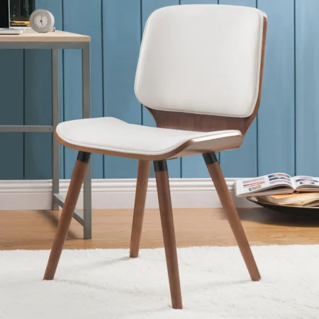 Mid Century Modern Accent Chair with Faux Leather Upholstery