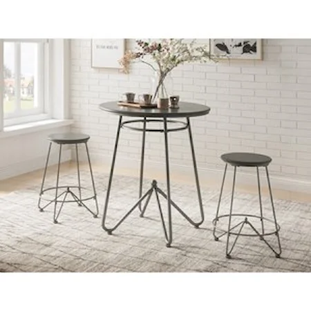 Industrial 3-Piece Counter Height Set